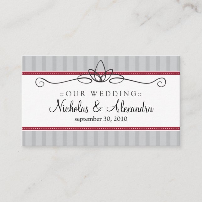 De Recepción Tarjeta web moda Deco Silver/Red Boda (Anverso)