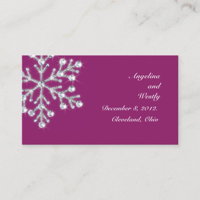 De Recepción Tarjeta web Wintery Magenta Boda (Anverso)