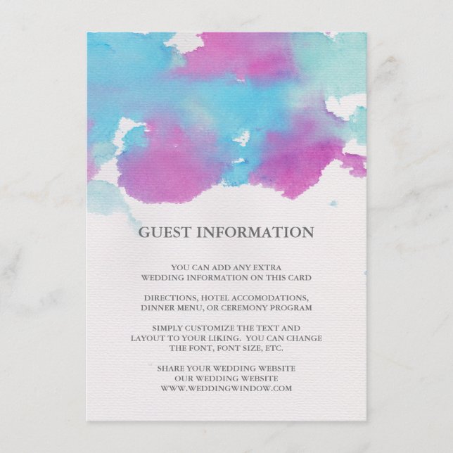 De Recepción Vibrante Dreams Boda Insertar tarjeta (Anverso)