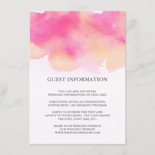 De Recepción Vibrante Dreams Boda Insertar Tarjeta / Rosa y Pea