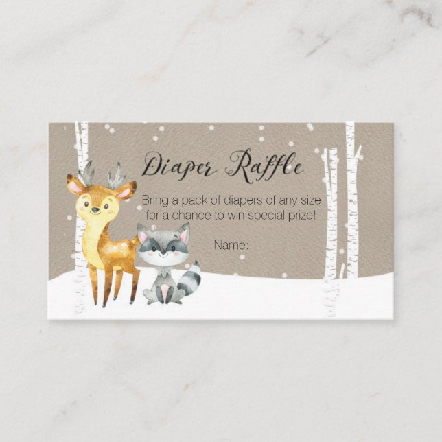 De Recepción Winter Woodland - Tarjeta Raffle Diaper (Anverso)