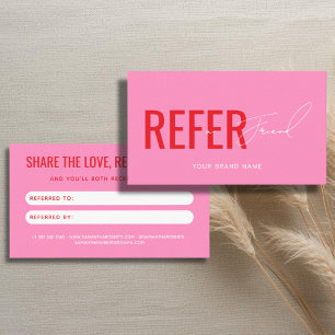 De Recomendación Tarjeta moderna profesional rosa para recomendar a