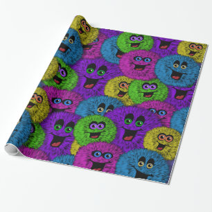 De Regalo Amigables Fuzzles Criaturas Cuestas Envolver Papel