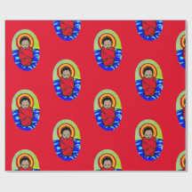 BABY JESUS SOBRE NAVIDADES ROJOS Papel envuelto