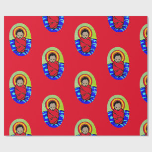 De Regalo BABY JESUS SOBRE NAVIDADES ROJOS Papel envuelto