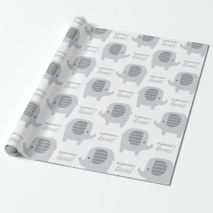 De Regalo Bebé lindo Elefantes Gris envuelto papel