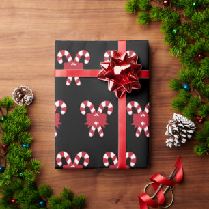 De Regalo Candy Cane Black Navidades envuelto papel