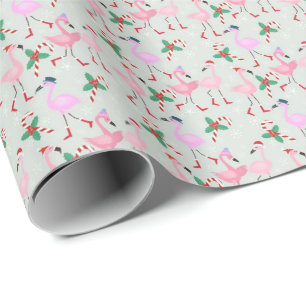 De Regalo Candy Cane Flamingos Papel envuelto