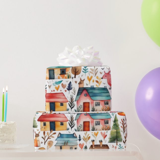 De Regalo Casas florales animales Papel envuelto (Regalos de fiesta)