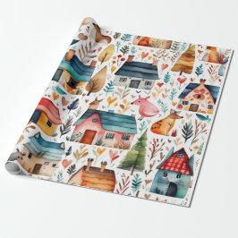 De Regalo Casas florales animales Papel envuelto