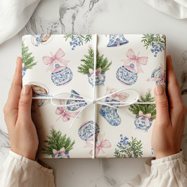 De Regalo Chinoiserie Preppy Bow Navidades envolver papel
