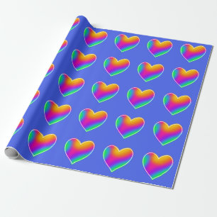De Regalo Corazones arcoiris envolviendo papel