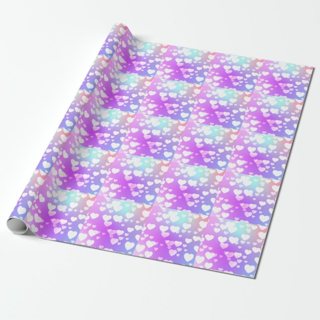 De Regalo Corazones arcoiris envolviendo papel (Desenrollado)