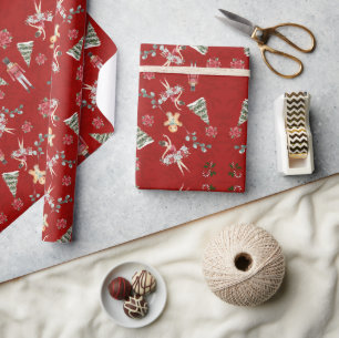De Regalo Crimson Red Nutcracker y amigos envuelven papel