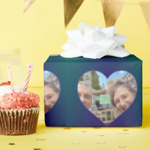 De Regalo El corazón Verde azulado azul envuelve tu papel fo