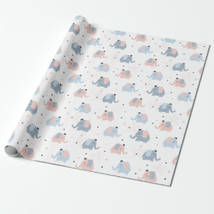 De Regalo Elefantes, corazones y estrellas envolviendo papel
