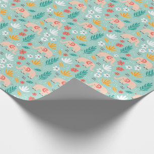 De Regalo Elefantes y flores envolver papel