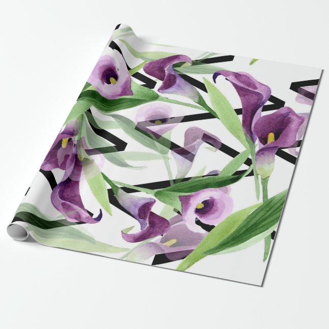 De Regalo Elegante Purple Calla Flores Envuelto Papel (Desenrollado)
