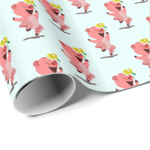 De Regalo Envolver papel con cerdo feliz