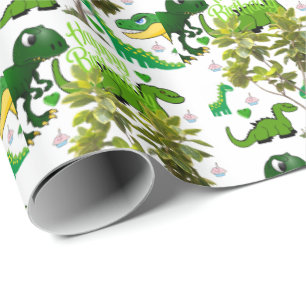 De Regalo Feliz cumpleaños, envolver papel dinosaurio