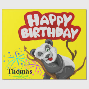 De Regalo Feliz cumpleaños envuelto papel panda oso