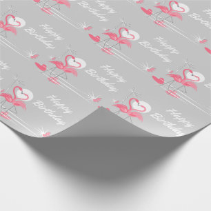 De Regalo Flamingo Love Side Happy Birthday envoltura papel