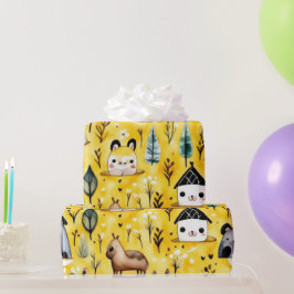 De Regalo Flores pequeñas albergan animales Papel envuelto