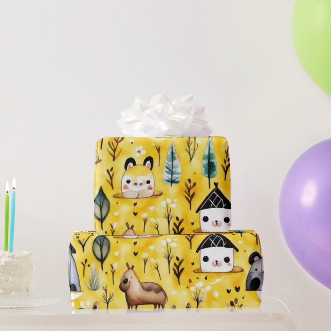 De Regalo Flores pequeñas albergan animales Papel envuelto (Regalos de fiesta)