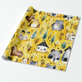 De Regalo Flores pequeñas albergan animales Papel envuelto