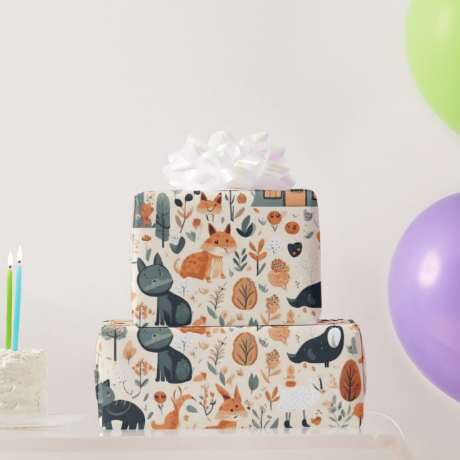 De Regalo Flores pequeñas albergan animales Papel envuelto (Regalos de fiesta)