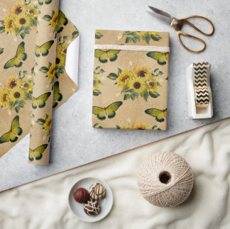 De Regalo Flores y mariposas vintage Papel envuelto
