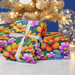 De Regalo Flores y pájaros vivos y coloridos Papel envuelto