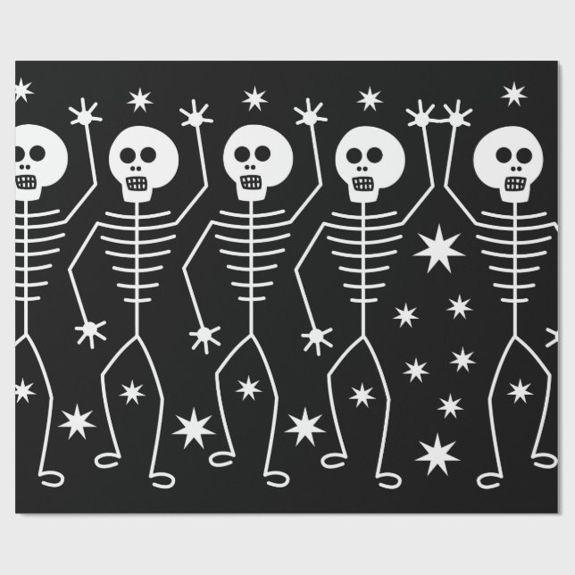 De Regalo FUN HALLOWEEN SKELETONS AJUSTE papel con ESTRELLAS (Superficie plana)