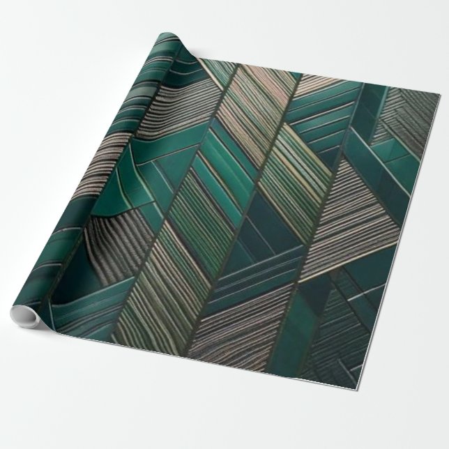 De Regalo Geometría Esmeralda – Papel Art Déco Moderno (Desenrollado)