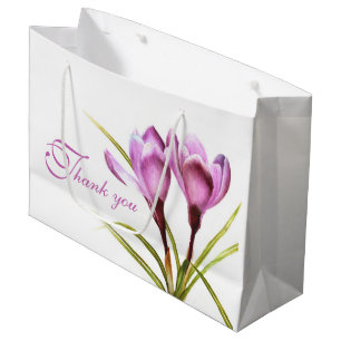De Regalo Grande Crocus morado acuarela arte agradecimiento bolsa d