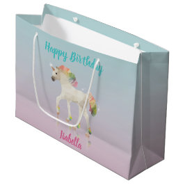 De Regalo Grande Feliz cumpleaños Rainbow Unicorn Nombre bolsa gran