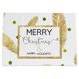 De Regalo Grande Merry Christmas Gold Purpurina Script Gran Bolsa d