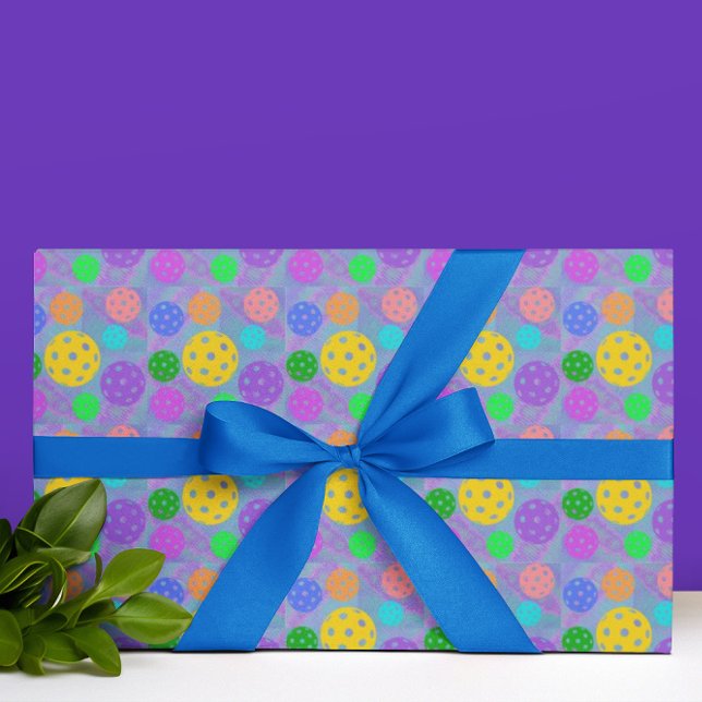 De Regalo Groovy Fun Pickleball Pop Art Papel envuelto (Fun contemporary modern and trendy wrapping paper!)