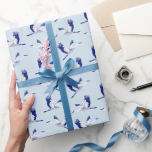 De Regalo Grúas azules y blancas envueltas en papel