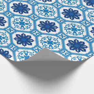 De Regalo 💙 Hermoso Azulejos azul    IWrapping papel