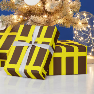 De Regalo Hermoso Rectángulos AMARILLO BROWN Papel envuelto