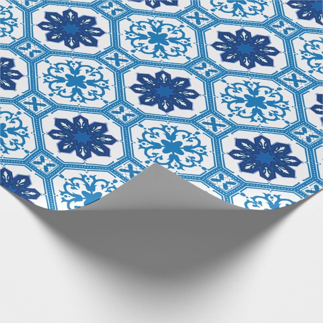 De Regalo 💙 Hermosos Azulejos azules I Papel envuelto (Esquina)