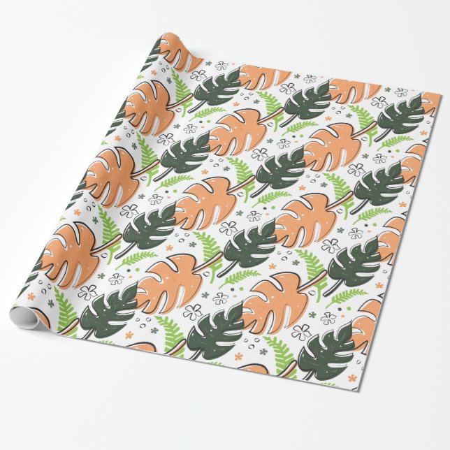 De Regalo hojas tropicales envolver papel (Desenrollado)