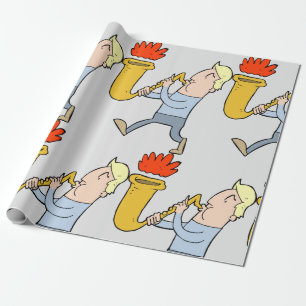 De Regalo Jugando A Un Músico Saxaphone Envolviendo Papel