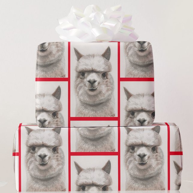 De Regalo Llama acuarela envolver papel sonrisas alpaca (Subido por el creador)