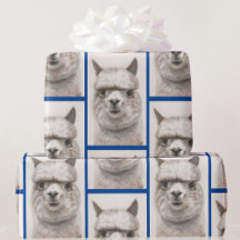 Llama acuarela envolver papel sonrisas alpaca