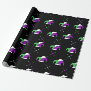 De Regalo Mardi Gras Jester Gorra Papel envuelto