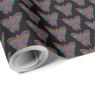 De Regalo Mariposa arcoiris (negro) - Papel envuelto