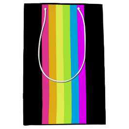 De Regalo Mediana Bolsa Retro Stripes Gift (Black & Neon Multi)