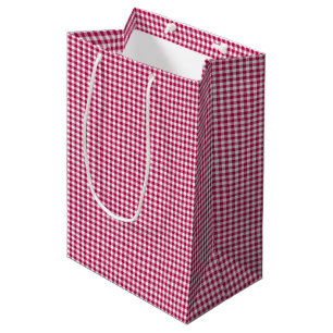 De Regalo Mediana Bolsa rosa Gingham-Oscuro M